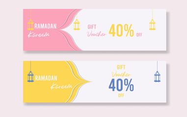 ramadan kareem gift voucher template design, vector illustration