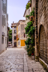 Fototapeta na wymiar Narrow street in the old town of dubrovnik Croatia. Streets of the medieval city of europe.