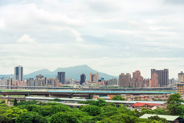 TAIPEI, TAIWAN - July 2, 2019: Street view of Modern architecture in Taipei, Taiwan