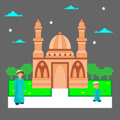 Vector illustration of ramadan kareem with mosque background