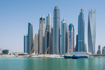 Dubai city skyline and marina 