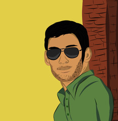 A young handsome man wearing sunglass 