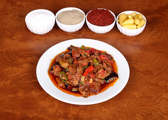 excellent turkish food eggplant kebab on a plate