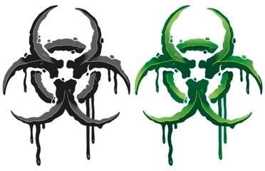 Colored grunge biohazard symbol vector illustration isolated