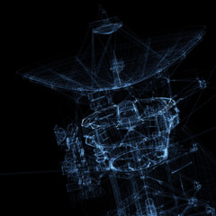 Communication satellite of luminous lines and dots © cherezoff