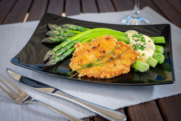 Vegetarian food arranged on a table in the garden
