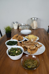 Concept image of food for breaking the fast. Eat iftar with family at home