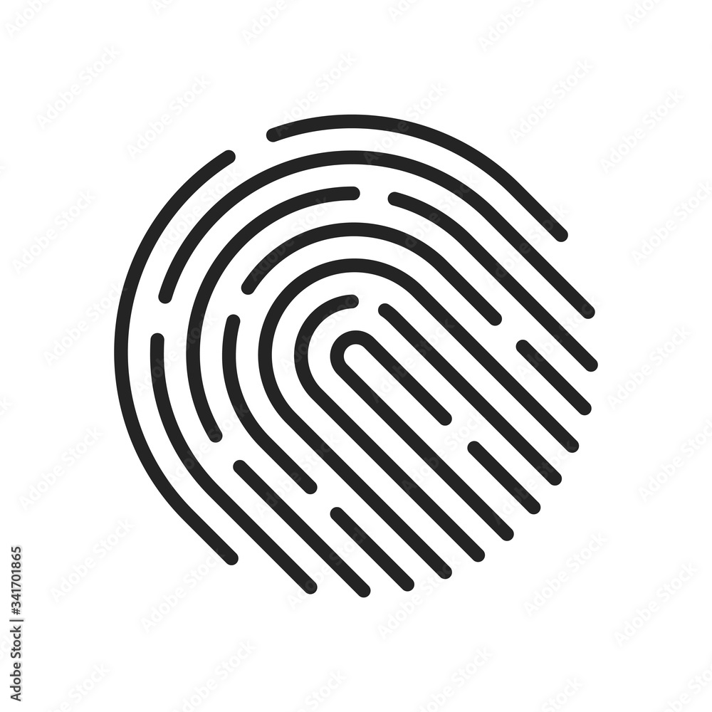 Poster fingerprint or thumbprint touch icon vector or finger print symbol button for security biometric thu