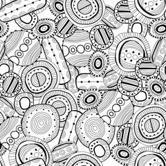 Black and white illustration for coloring book, page. Abstract, decorative seamless pattern. Geometric background