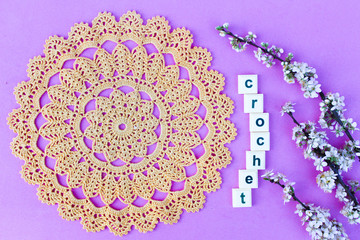 yellow crocheted napkin