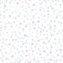 Abstract background - Seamless pattern of circles, rectangles and triangles for vector graphic design
