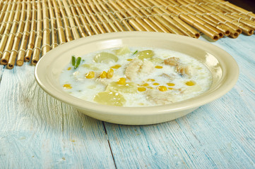 Seared cod with chowder sauce