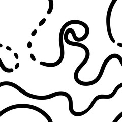 Black and white abstract seamless pattern with wavy lines