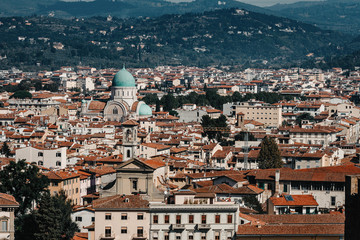 Obraz premium Cathedral of Santa Maria del Fiore. The Cathedral in Florence, the most famous of the architectural structures of the Florentine quattrocento. Daytime landscape in Italy, Florence.