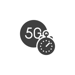 5G internet speed test vector icon. filled flat sign for mobile concept and web design. 5G stopwatch glyph icon. Symbol, logo illustration. Vector graphics