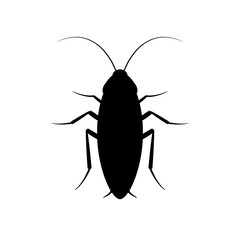 Cockroach bug vector icon. Roach silhouette insect black icon illustration pest.