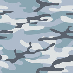 Military camouflage seamless pattern. Khaki texture. Trendy background. Abstract color vector illustration. For design wallpaper, wrapping paper, fabric.