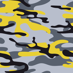 Military camouflage seamless pattern. Khaki texture. Trendy background. Abstract color vector illustration. For design wallpaper, wrapping paper, fabric.