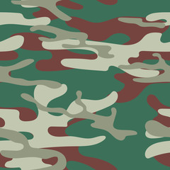 Military camouflage seamless pattern. Khaki texture. Trendy background. Abstract color vector illustration. For design wallpaper, wrapping paper, fabric.