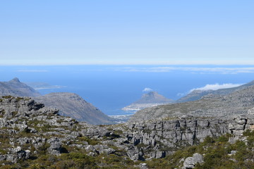 Beautiful view from Table mountain in Cape Town, Southafrica
