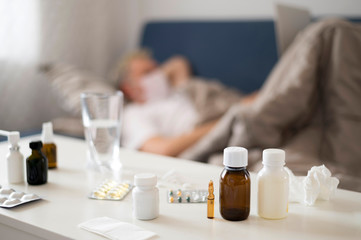 Cures and treatments with blurred man in background