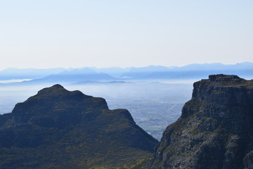 Beautiful view from Table mountain in Cape Town, Southafrica