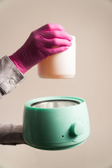 hold jar sugar paste to warm vertically photo