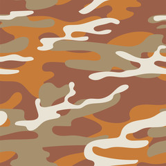 Military camouflage seamless pattern. Khaki texture. Trendy background. Abstract color vector illustration. For design wallpaper, wrapping paper, fabric.