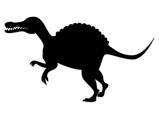 Spinosaurus dinosaur silhouette isolated on white background.