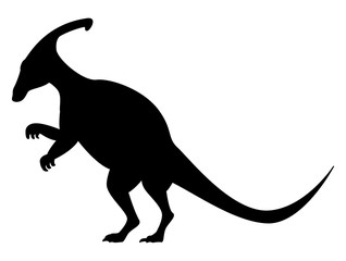 Hadrosaurus dinosaur silhouette isolated on white background.