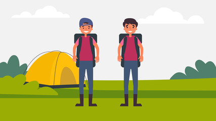 Camping Father Son Activities Perfect Family Bonding spend time together.children is essential to their growth and development and to the type of human.vector illustration in flat cartoon style.