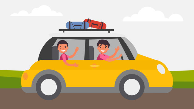 Road trips Father Son Activities Perfect Family Bonding spend time together.children is essential to their growth and development and to the type of human.vector illustration in flat cartoon style