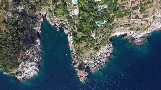 Praiano Positano Aerial View Drone Riprese aeree Costa Italia Sorrento