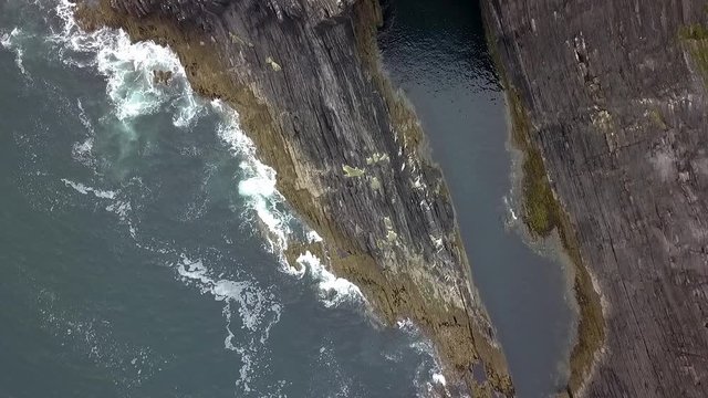 Drone flyover Irish coastal archway