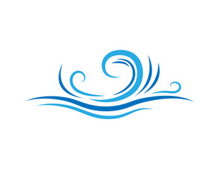 Blue water fluid wave icon object element vector isolated on white background