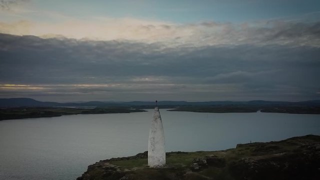 Aerial Irish lighthouse 