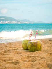 coconut cocktail on the beach