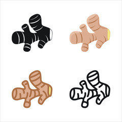 Ginger icon in four variations. Vector.