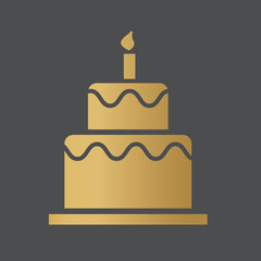 godlen birthday cake icon- vector illustration