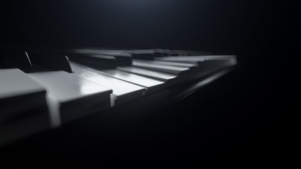 Elegante Nahaufnahme von Piano Klavier Tasten auf schwarzen Hintergrund
