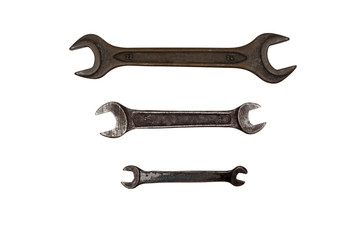  wrenches of different sizes isolated on white background, spanner tool