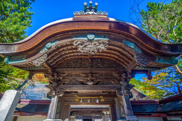 Fototapeta na wymiar Temple House and Arch on Sacred Koyasan Mountain, Japan