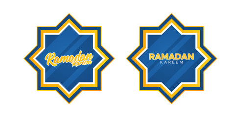 Ramadan Kareem greeting text badges. Islamic vector labels in flat style. 