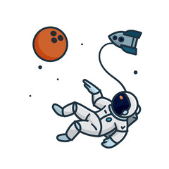 Astronaut walking in space isolated vector illustration for Space Day on May 1st