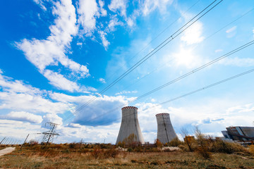 Obraz premium Nuclear power plant, industry and production energy.
