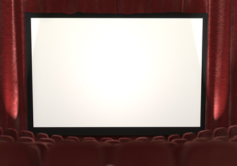 3d: Movie Screen with Spotlights to Side