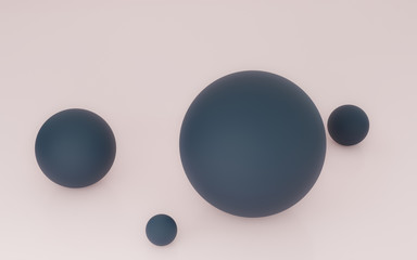 3D dark gray spheres on pink background
