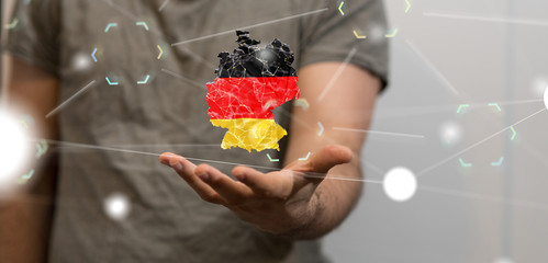 Abstract of germany map network, internet and global connection concept, Wire Frame 3D