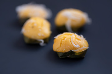 dessert thai sweet sugarpalm cake with coconut