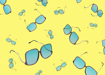 Retro sunglasses on minimal bright background.